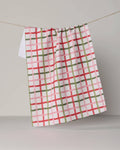 Festive Plaid Tea Towel by Geometry