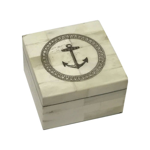 Anchor Engraved Bone Keepsake Box by Madison Bay Co.