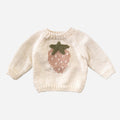 Cream Strawberry Pullover Sweater - Cream