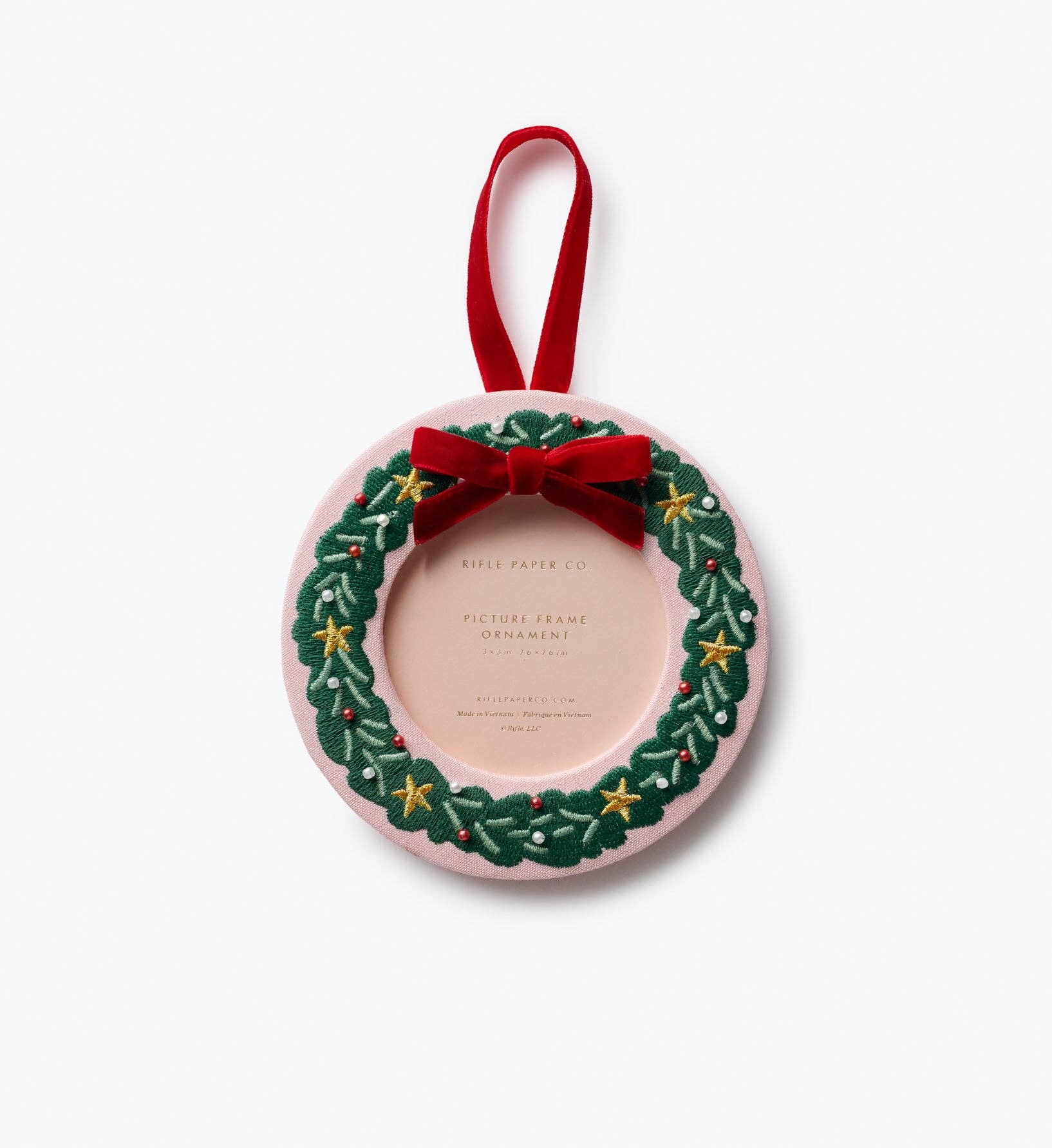 Christmas Wreath Embroidered Frame Ornament