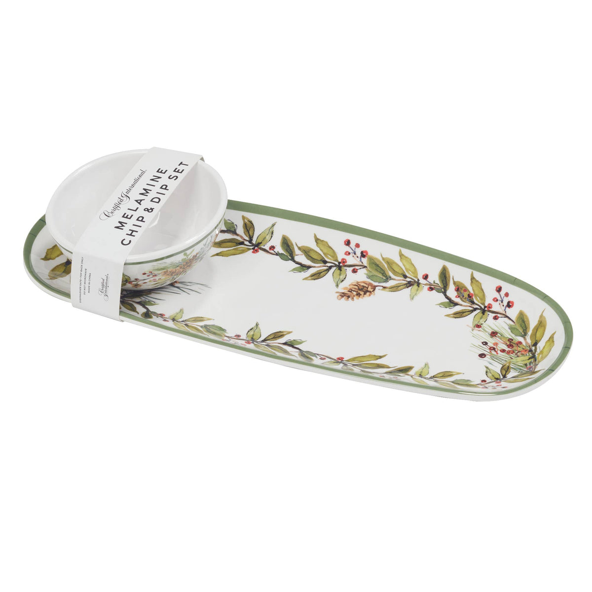 Winters Forest Christmas HW Melm Oval Tray w/Dip Bowl Gift by Certified International