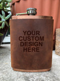 Leather-Wrapped Flask - Matte Silver Flask