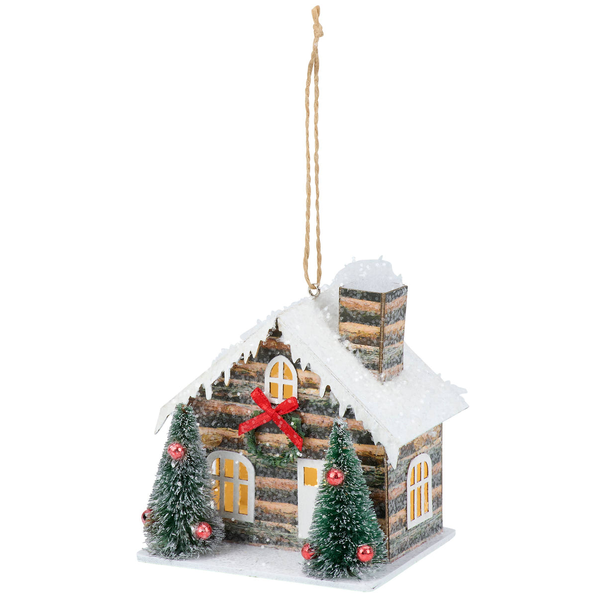 Lighted Log Cabin Ornament