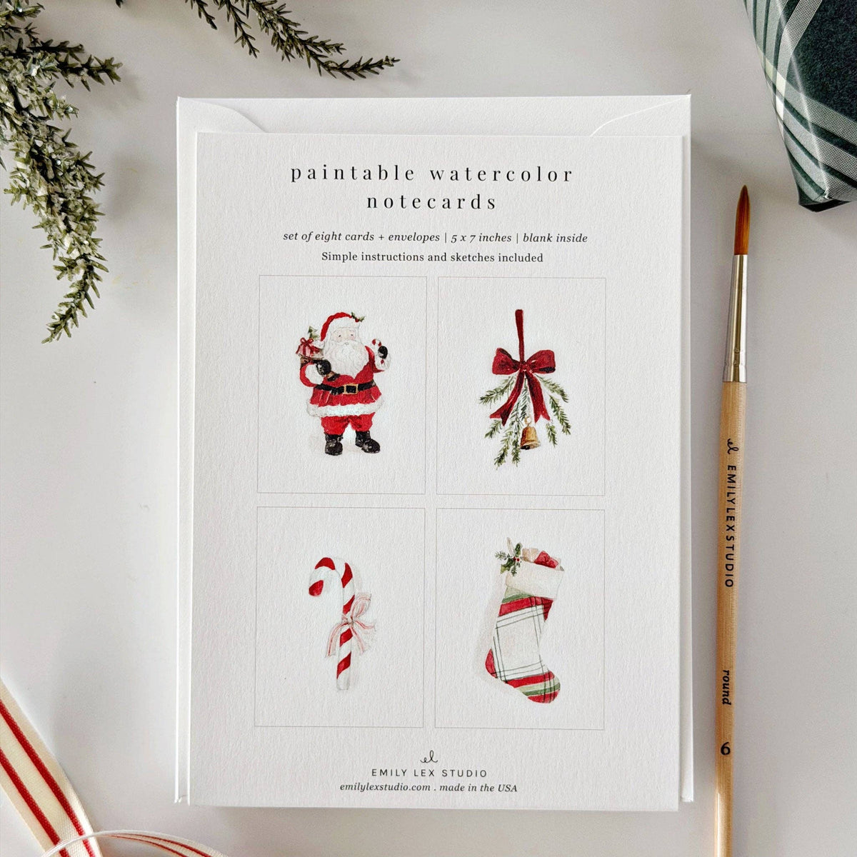 Classic Christmas Paintable Notecards - Set of 8