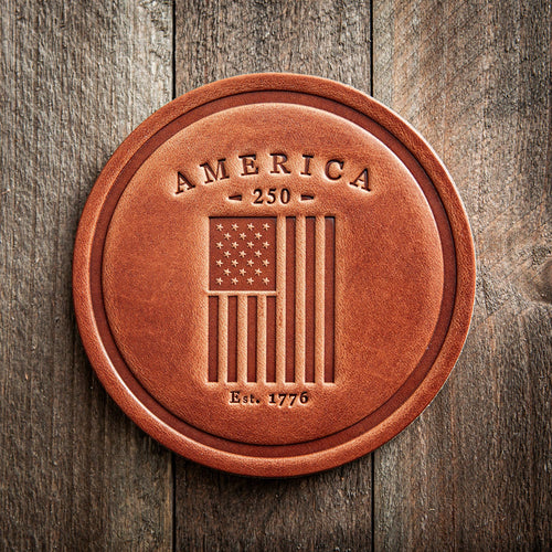 America 250th Anniversary Flag Leather Coaster