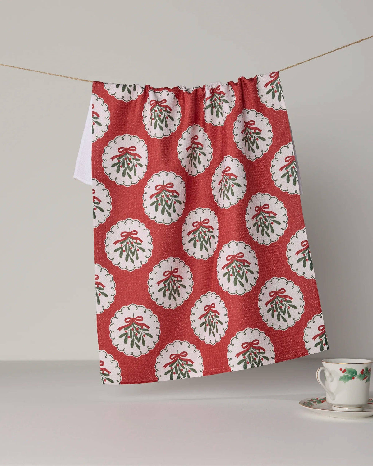 Merry Mistletoe Tea Towel by Geometry