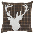 Plaid Throw Pillow With Reindeer Design