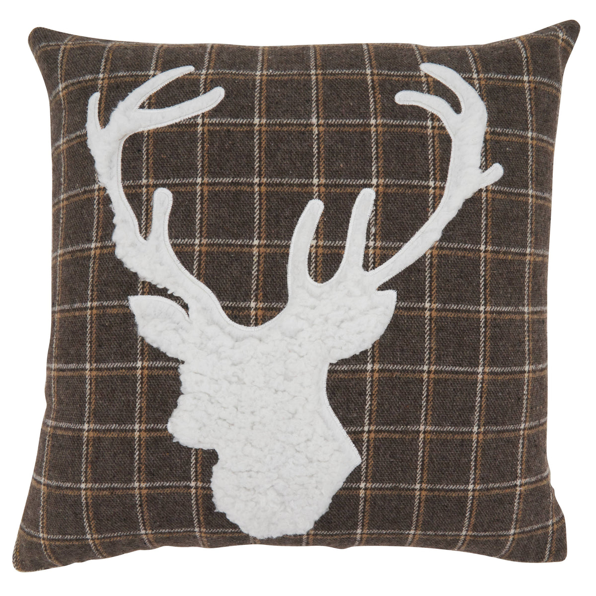 Plaid Throw Pillow With Reindeer Design