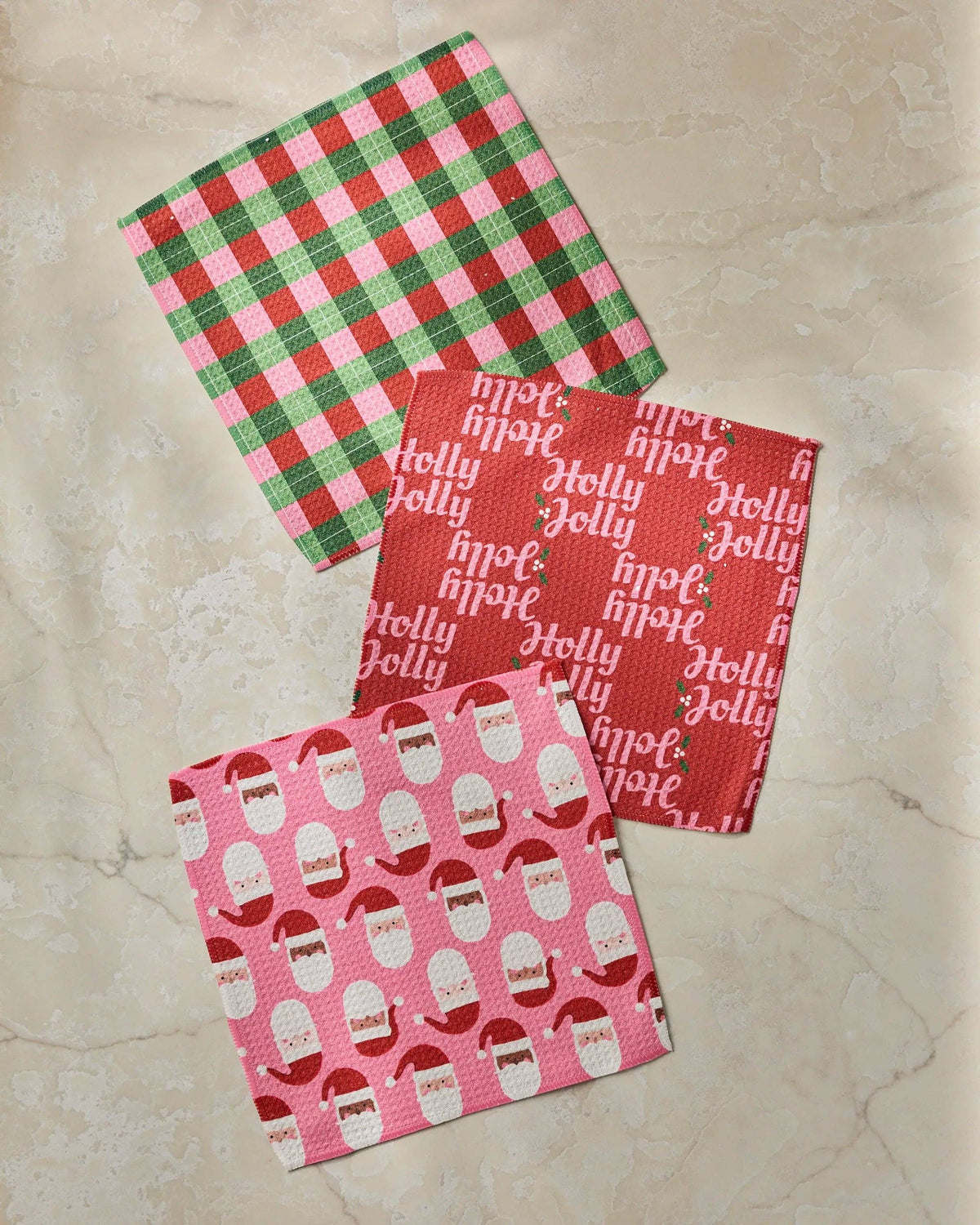Holly Jolly Santa Dishcloth Set by Geometry