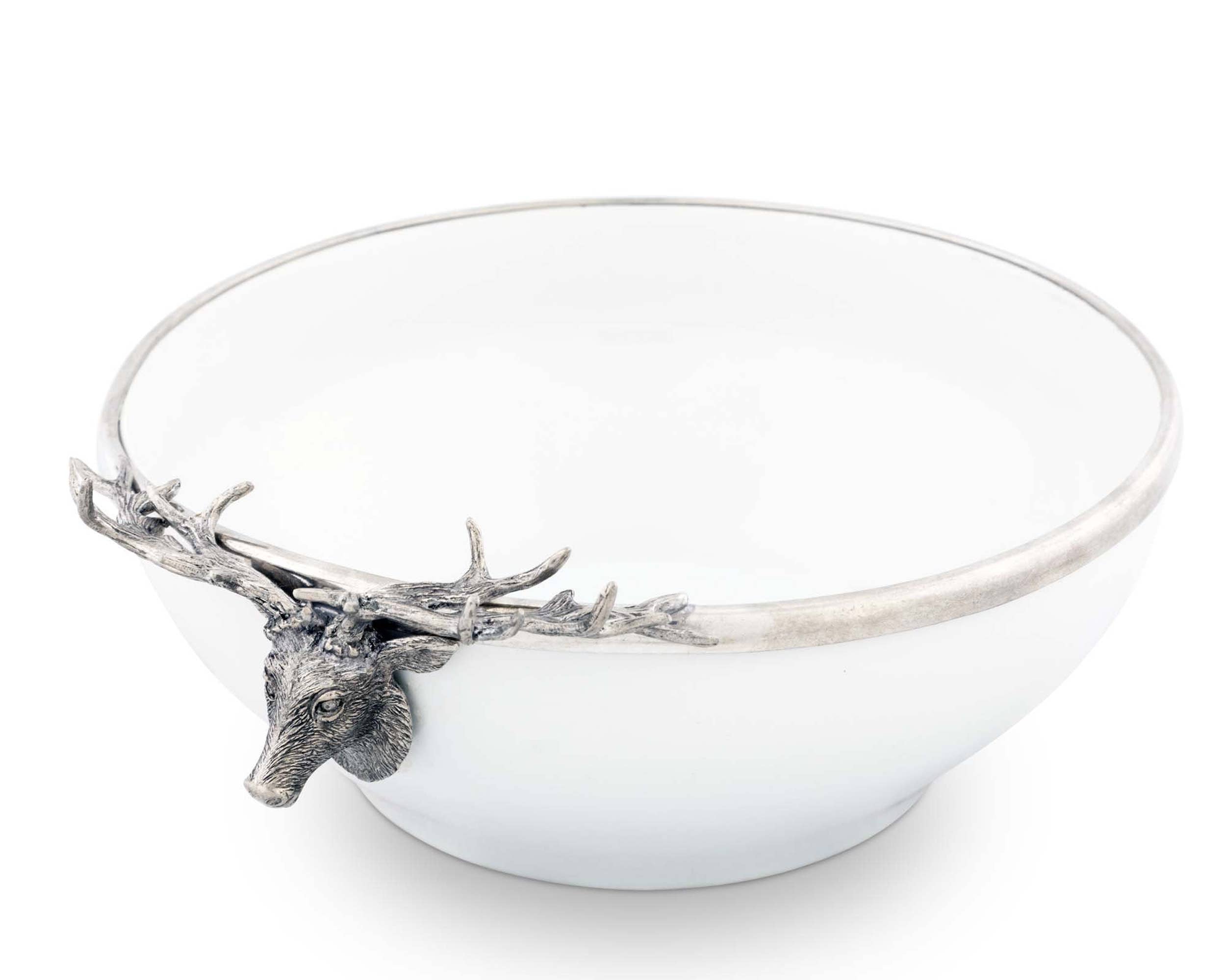 Large Elk Head Stoneware Bowl