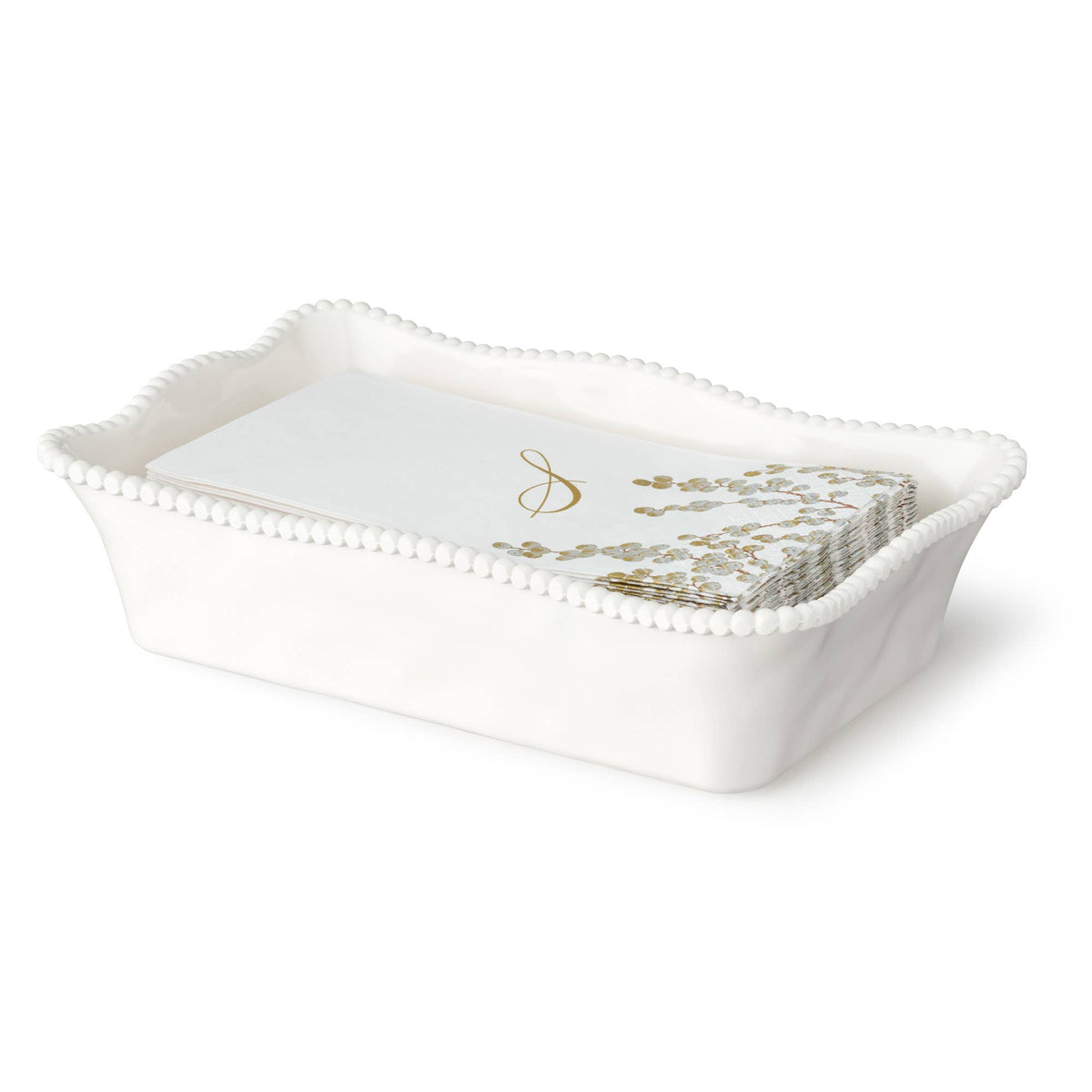 Perlette Cream HW Melamine Guest Napkin Holder 10x6.25x2.75 by Certified International