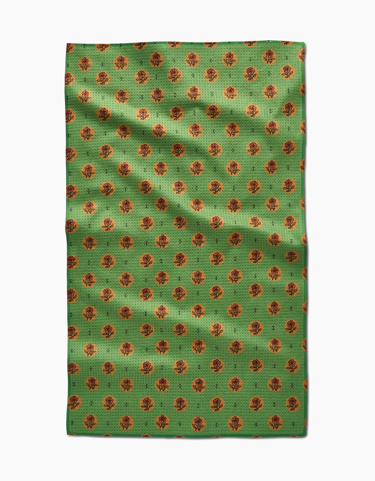 Artisanal Floral Green Tea Towel by Geometry