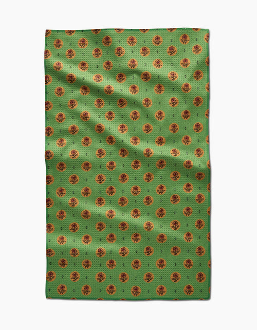 Artisanal Floral Green Tea Towel by Geometry