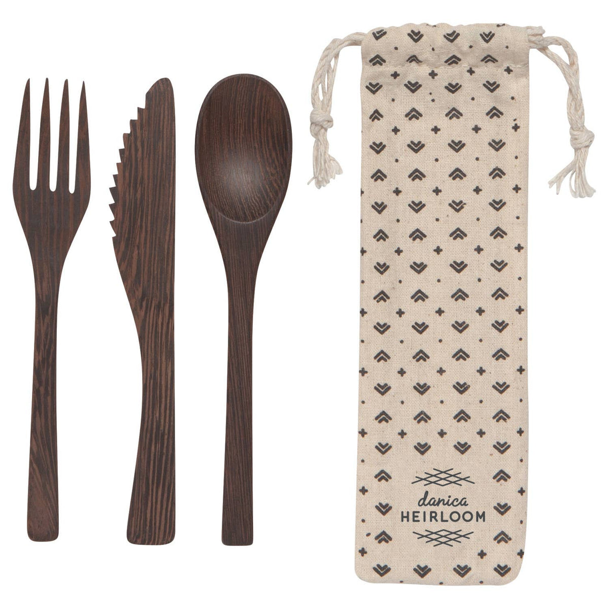 On the Go Ebony Cutlery Set with Carry Bag