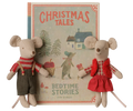 Christmas twin mice, Little sister and brother in book