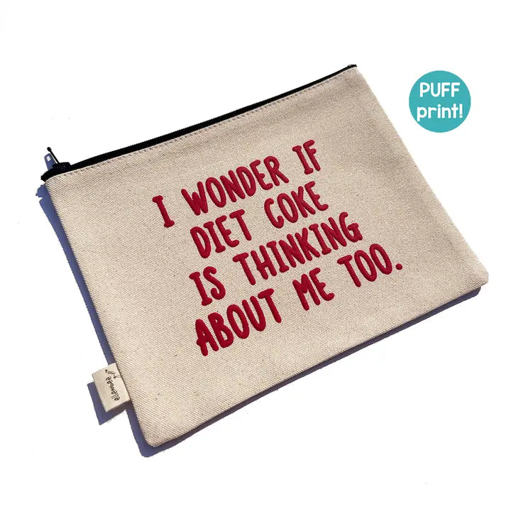 Medium Puff Print Canvas Zipper Pouch - "Diet Coke... Me Too?"