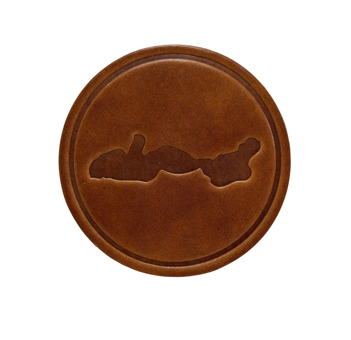 Geneva Lake Wisconsin Silhouette Leather Coaster