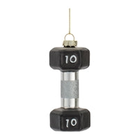 Bar Bell Ornament 3.5”H Glass