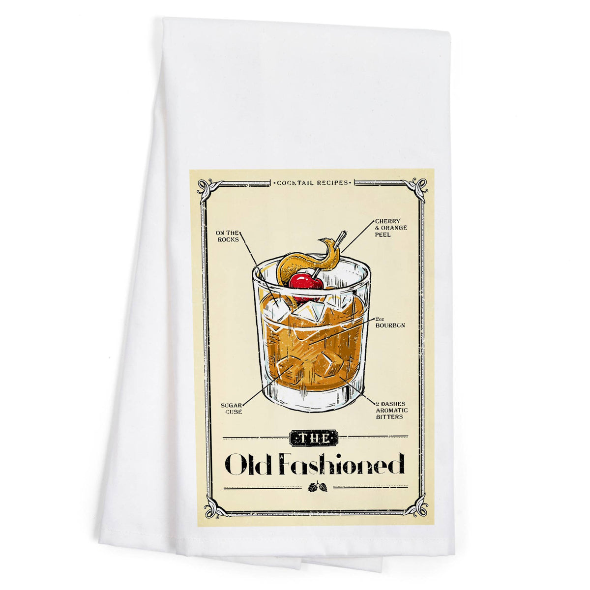 Old Fashioned Cocktail Recipe Organic Tea Towel