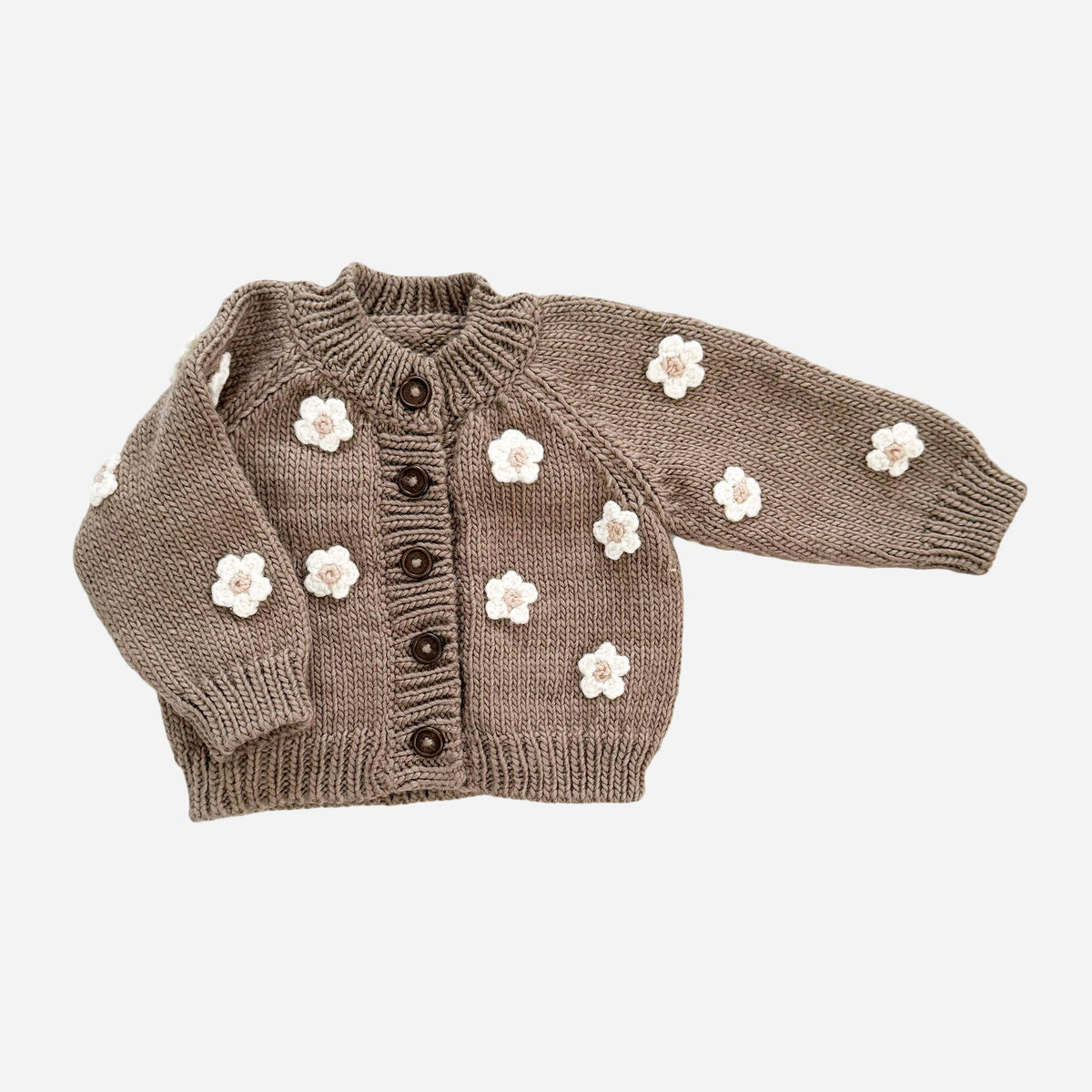 Tan Flower Cardigan - S 12-24M