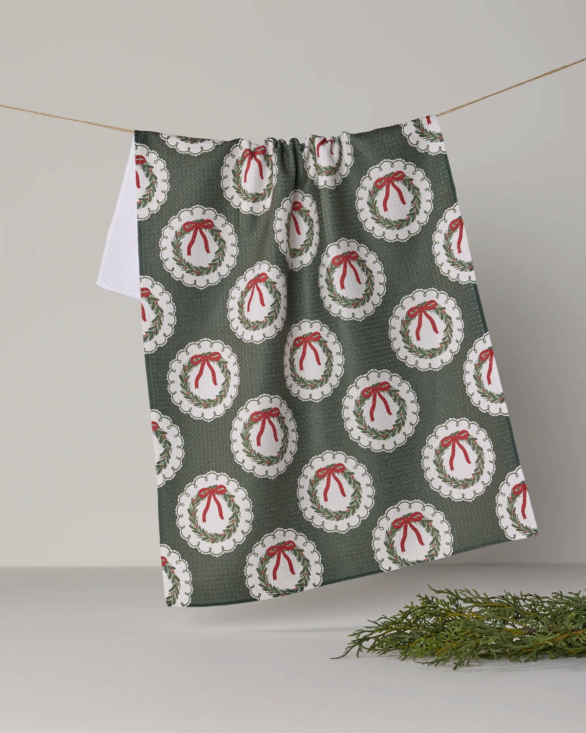 Merry Wreaths Tea Towel by Geometry