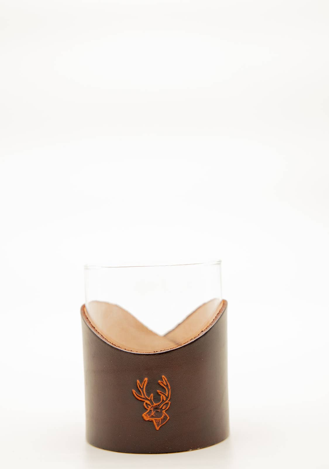 Leather Rocks Glass - Deer Head