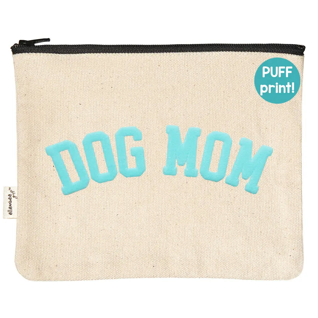 Canvas Zipper Pouch - Puff Print - "Dog Mom" - Pets - Med