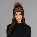 Whiskey Weather Pom Hat - Dark Brown & Tan