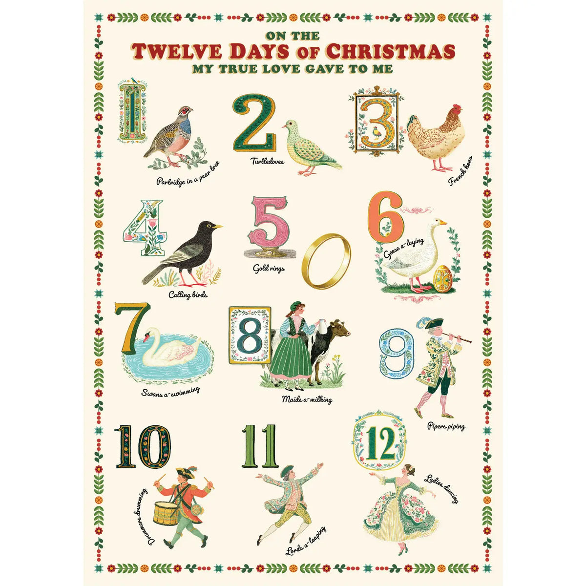 Christmas 500-Piece Puzzle with Vintage Illustrations